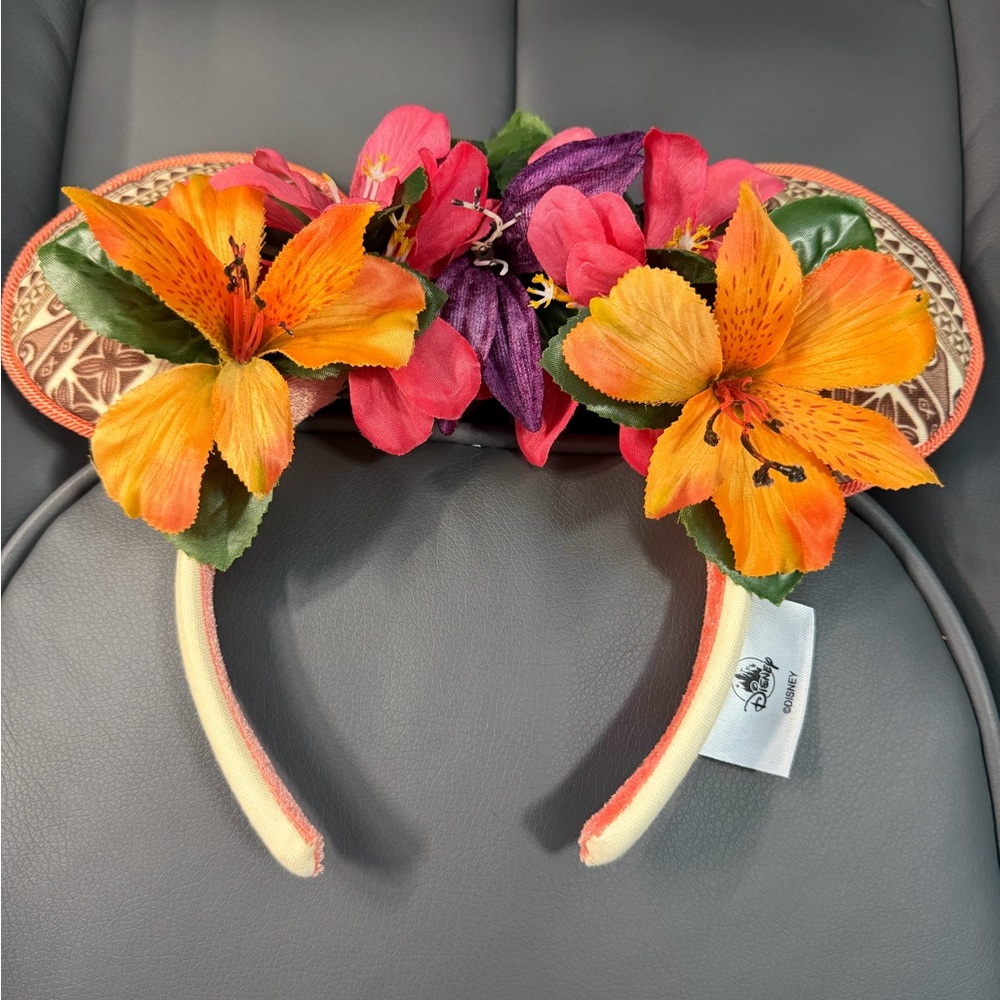 Disney Floral Headband with Orange and Pink Blooms